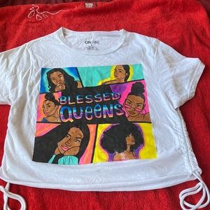 Women’s blessed queen crop top T-shirt size L